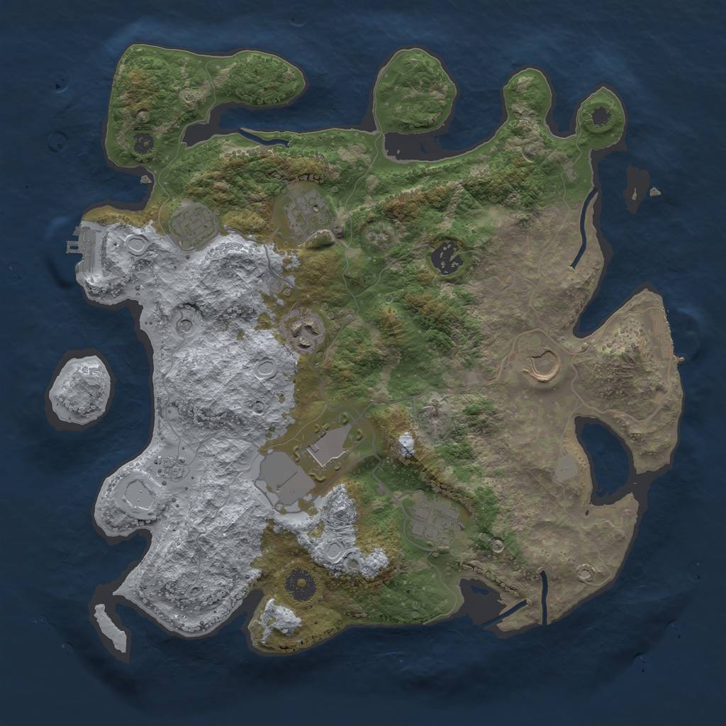 Rust Map: Procedural Map, Size: 3500, Seed: 32309, 16 Monuments