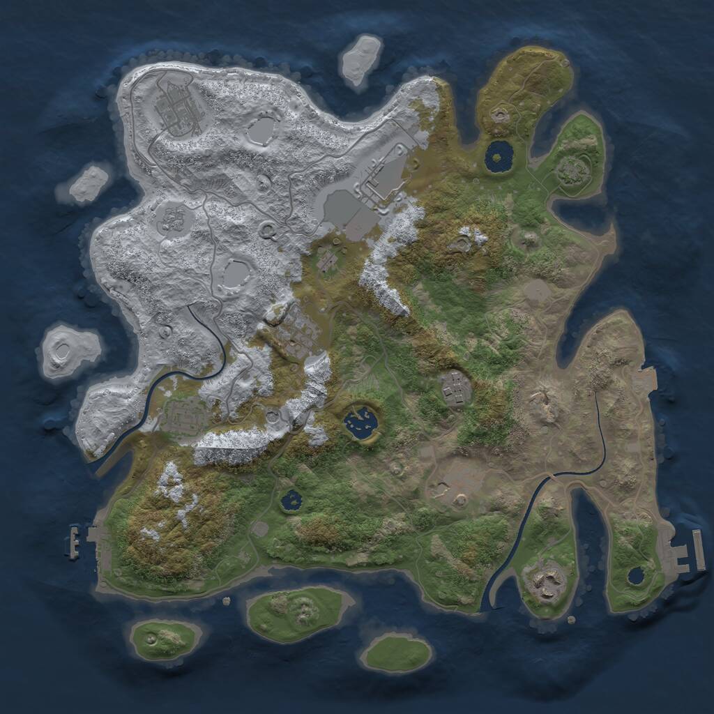 Rust Map: Procedural Map, Size: 3500, Seed: 2074503107, 14 Monuments