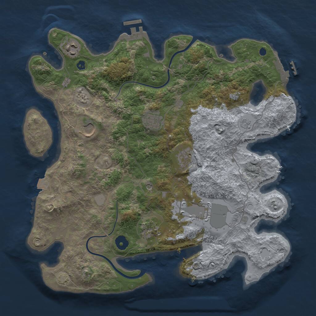 Rust Map: Procedural Map, Size: 3500, Seed: 724916313, 12 Monuments