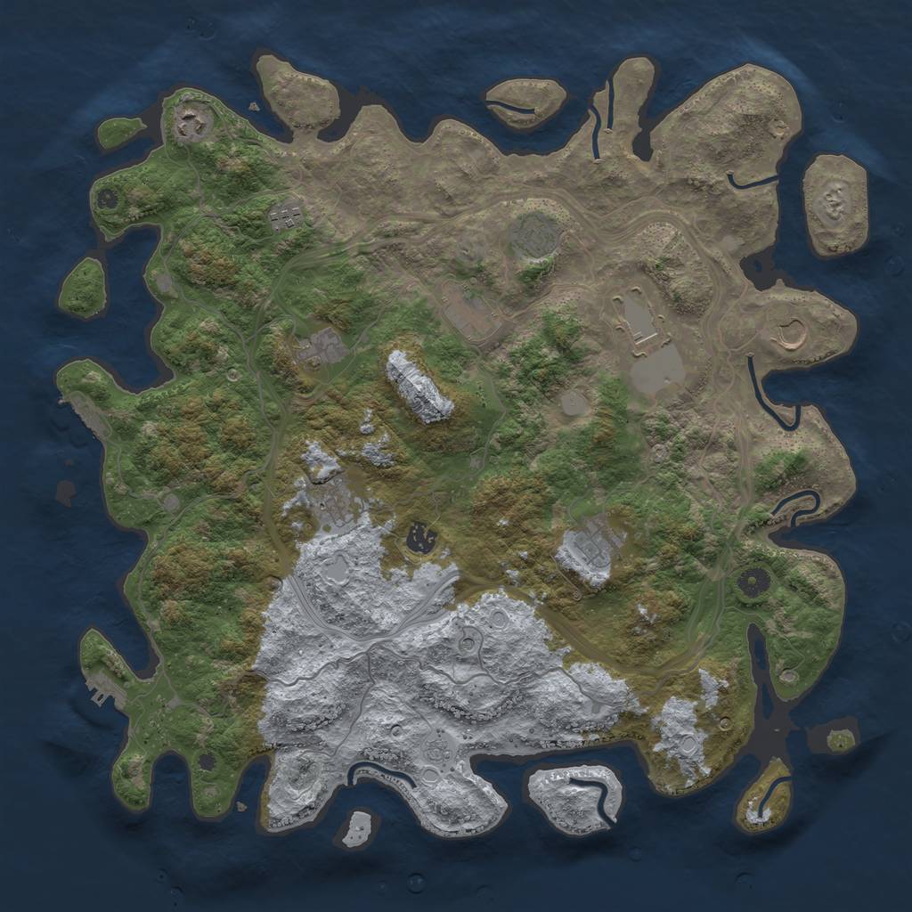 Rust Map: Procedural Map, Size: 4500, Seed: 372717245, 19 Monuments