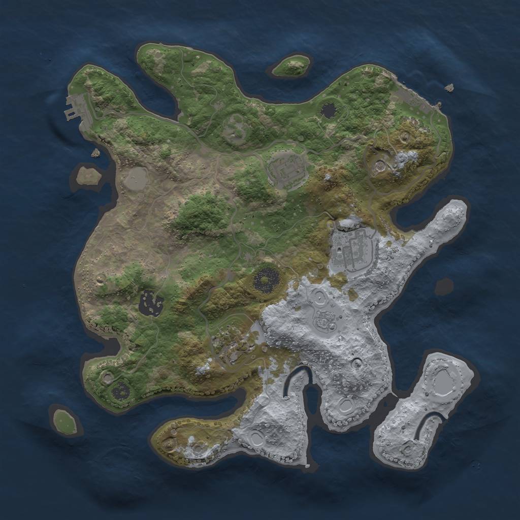 Rust Map: Procedural Map, Size: 3000, Seed: 18865, 13 Monuments