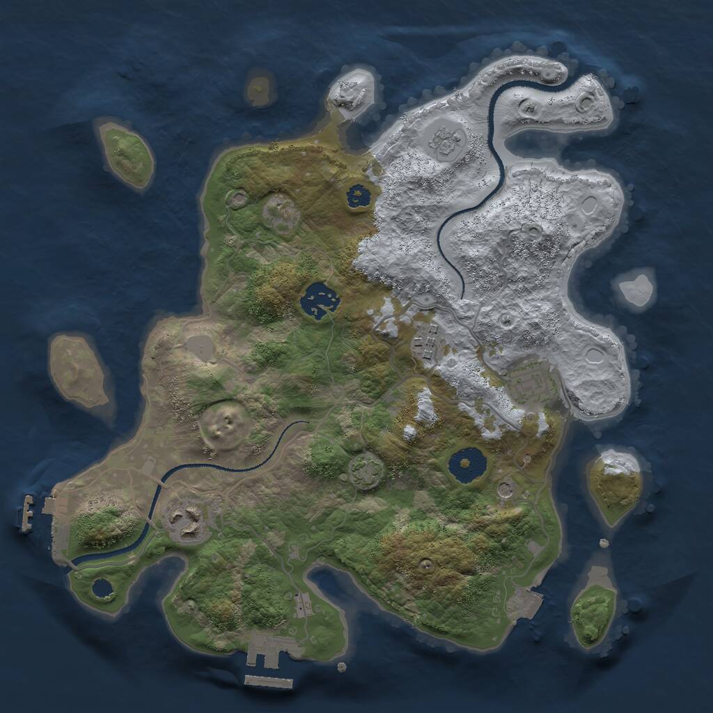 Rust Map: Procedural Map, Size: 3000, Seed: 67327, 10 Monuments