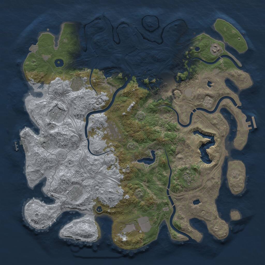 Rust Map: Procedural Map, Size: 4500, Seed: 23216975, 15 Monuments
