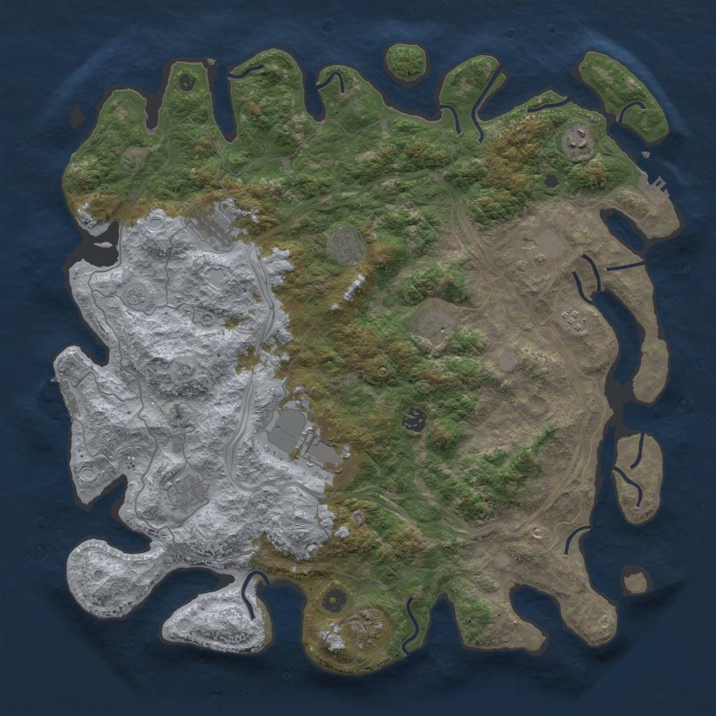 Rust Map: Procedural Map, Size: 4500, Seed: 23216975, 19 Monuments