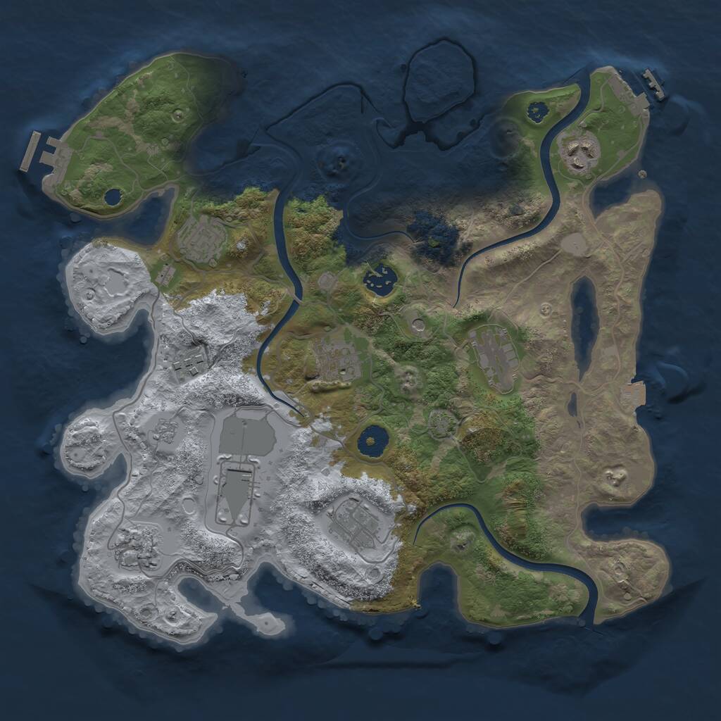 Rust Map: Procedural Map, Size: 3500, Seed: 62641144, 15 Monuments