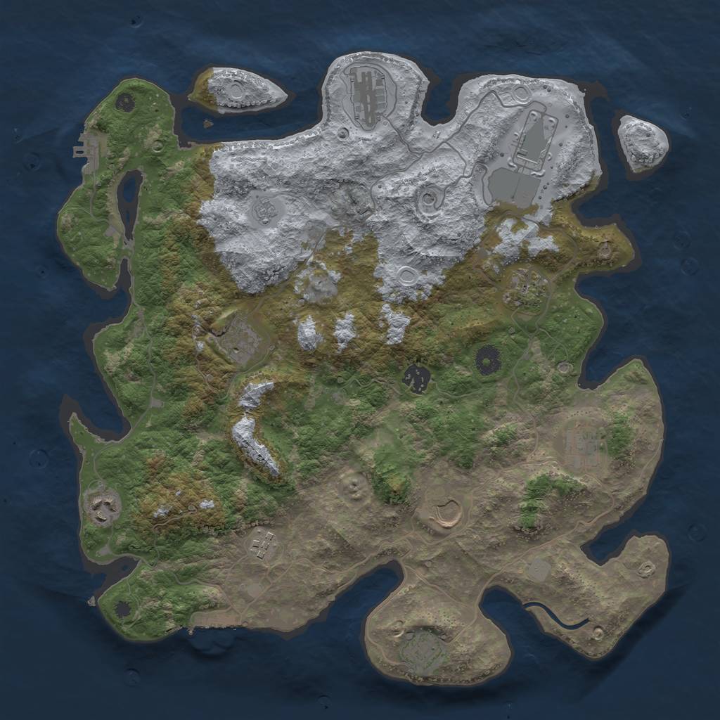 Rust Map: Procedural Map, Size: 3900, Seed: 704128, 19 Monuments