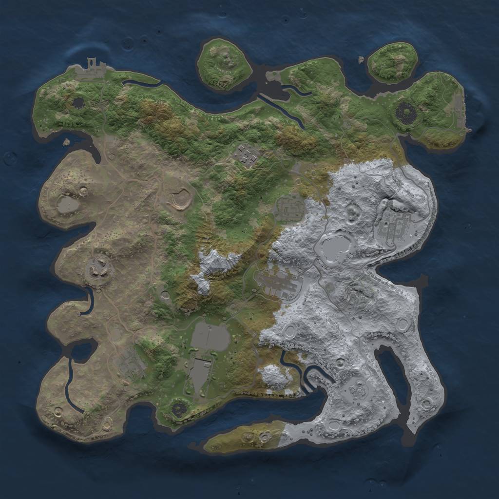 Rust Map: Procedural Map, Size: 3500, Seed: 79882025, 17 Monuments