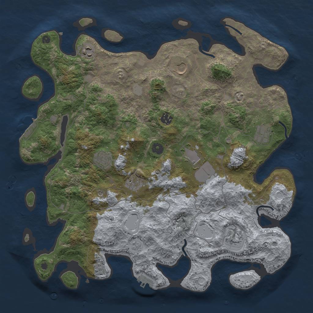 Rust Map: Procedural Map, Size: 4000, Seed: 54545455, 18 Monuments