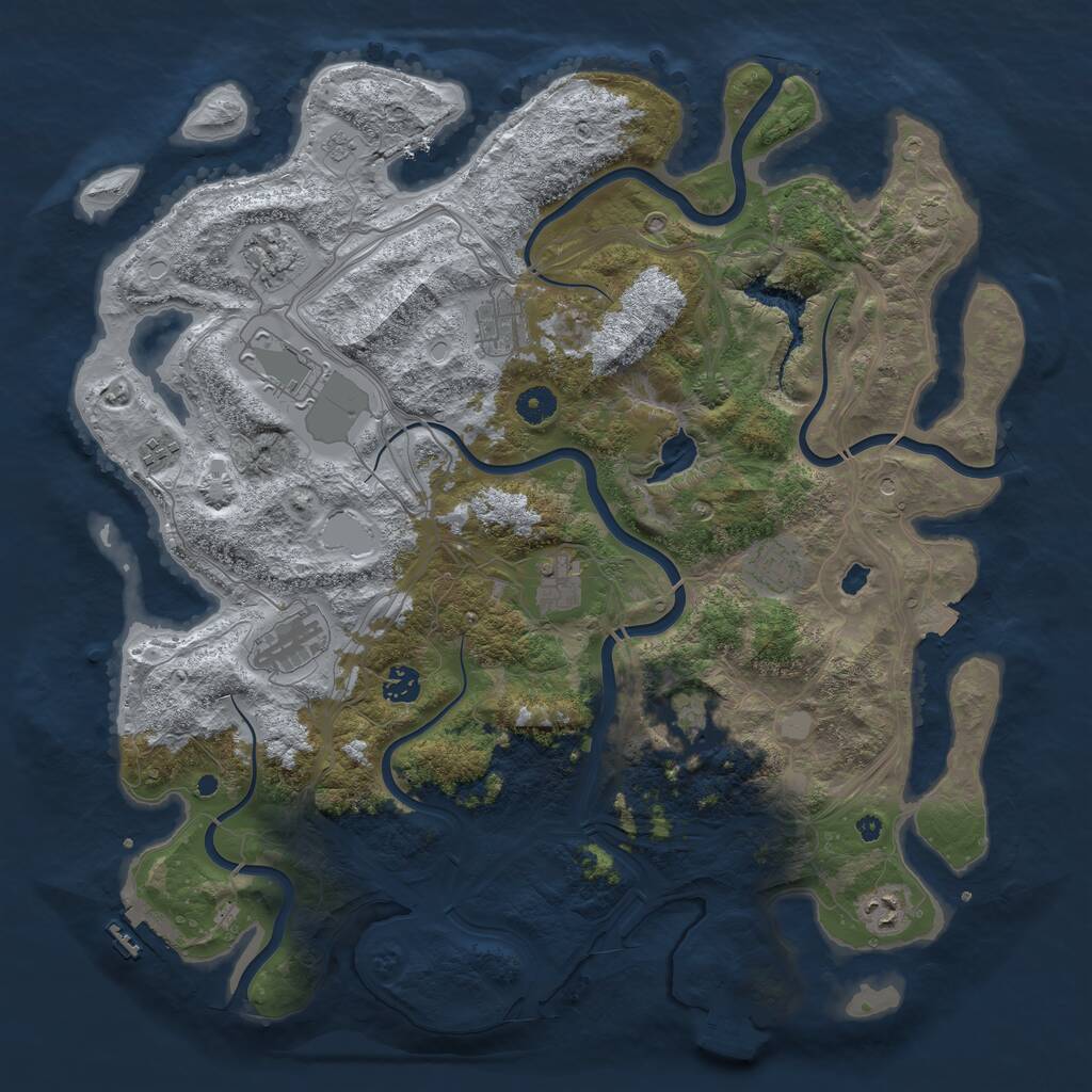 Rust Map: Procedural Map, Size: 4300, Seed: 18768372, 16 Monuments