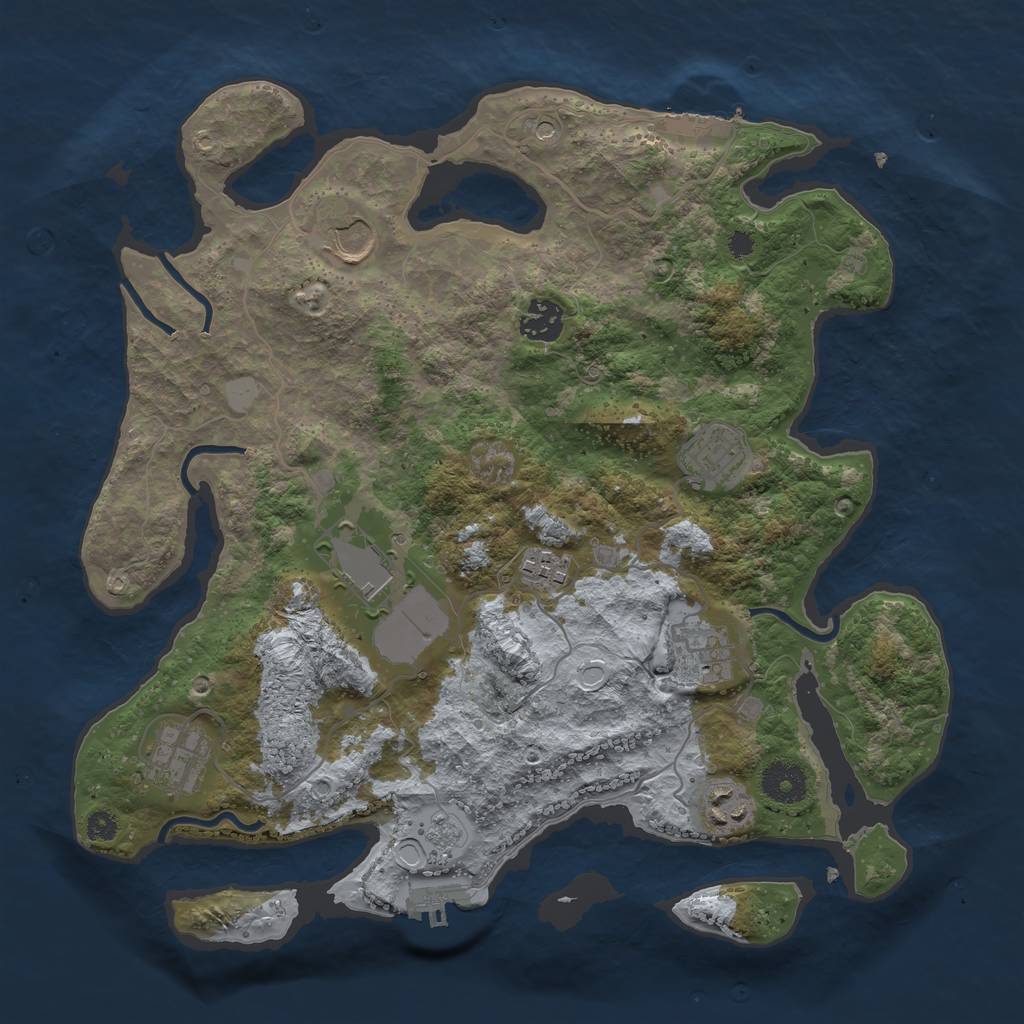 Rust Map: Procedural Map, Size: 3500, Seed: 1582924807, 17 Monuments