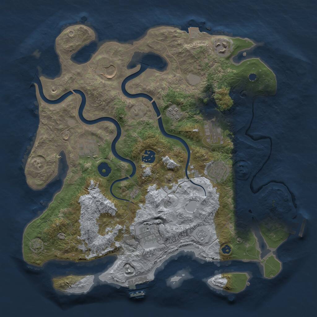 Rust Map: Procedural Map, Size: 3500, Seed: 1582924807, 14 Monuments