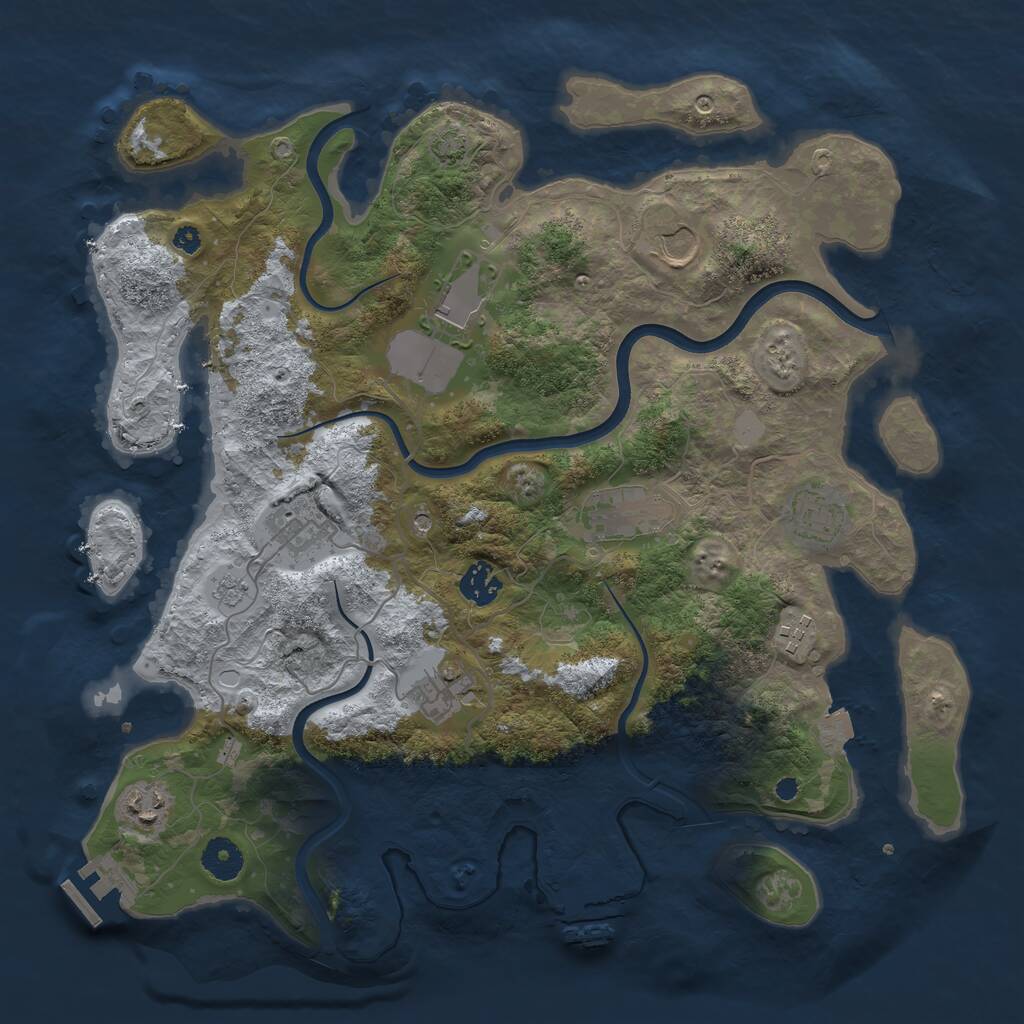 Rust Map: Procedural Map, Size: 3750, Seed: 2119558496, 15 Monuments