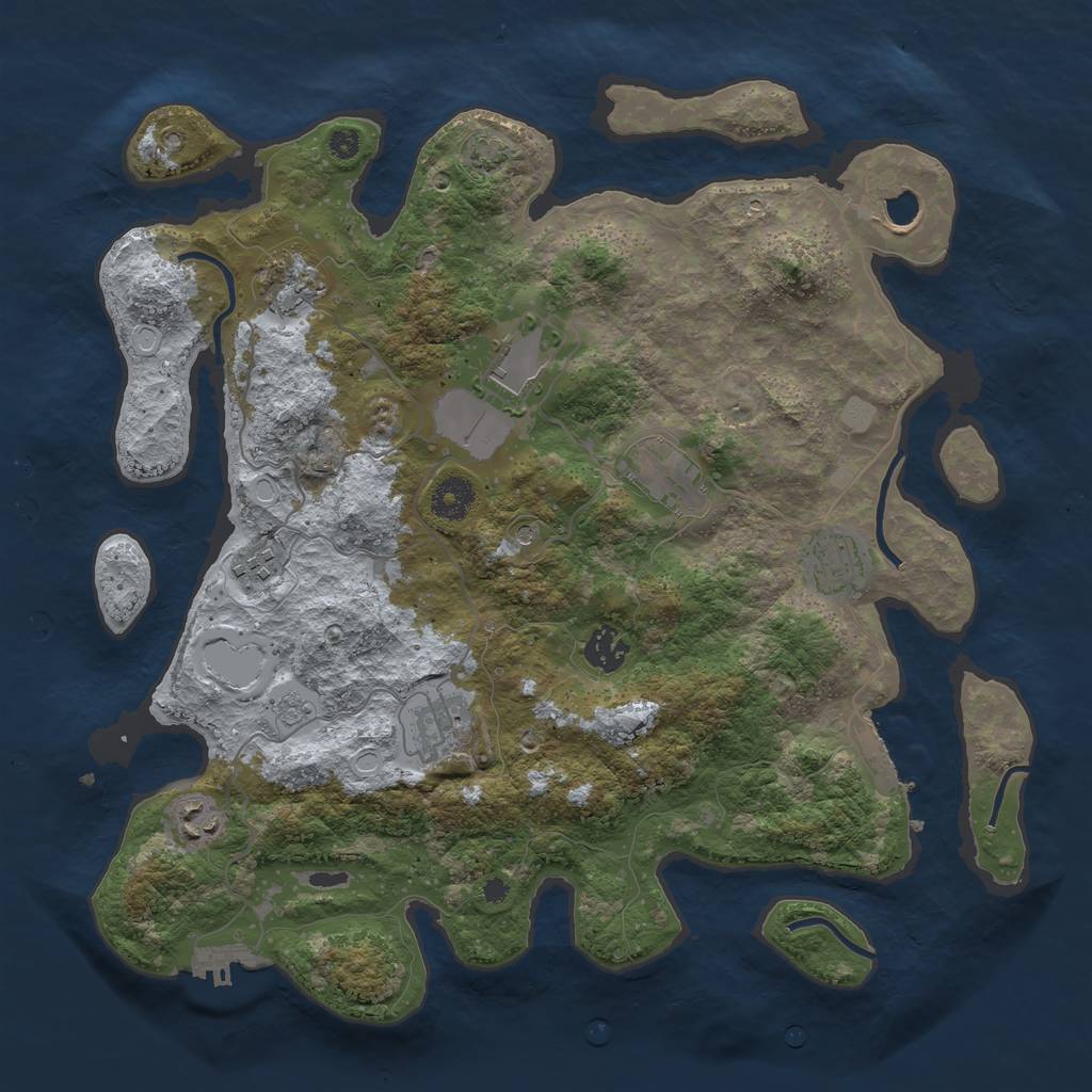 Rust Map: Procedural Map, Size: 3750, Seed: 2119558496, 17 Monuments