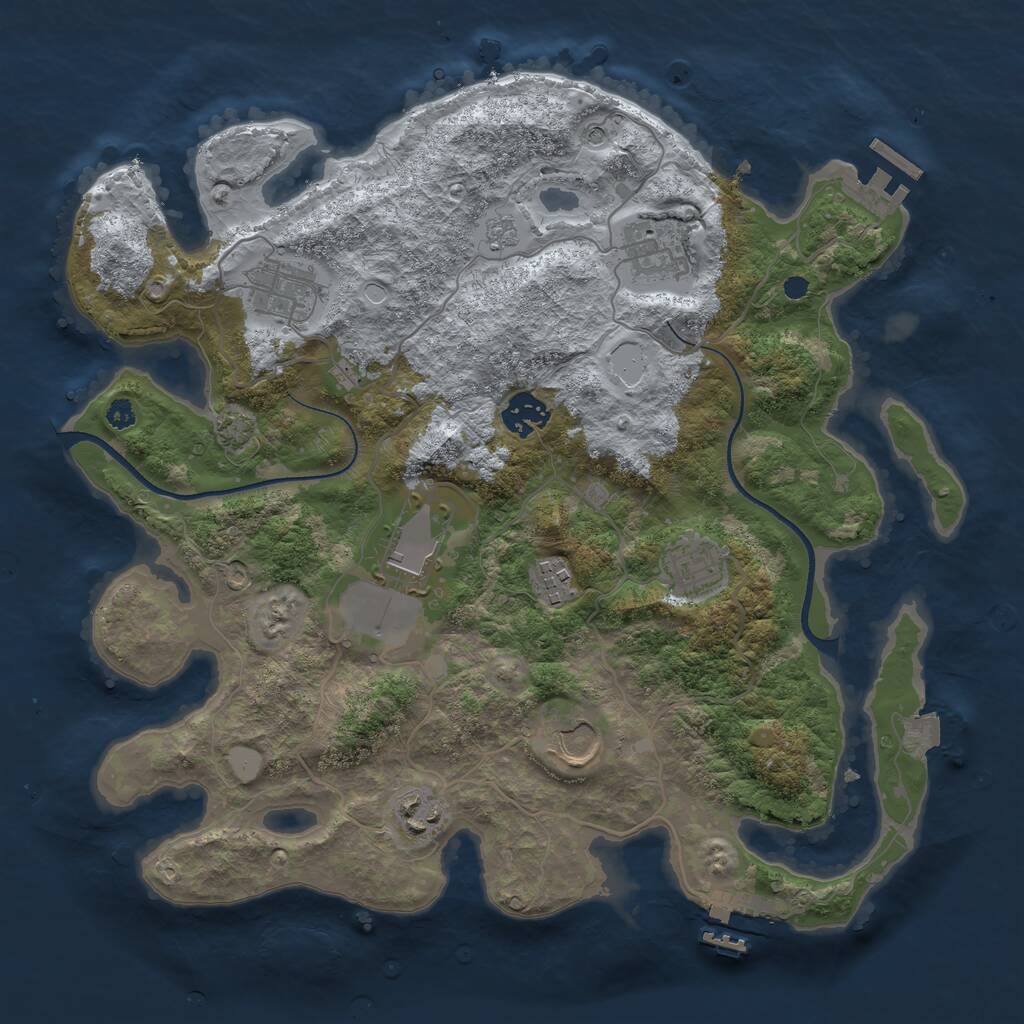 Rust Map: Procedural Map, Size: 3500, Seed: 872357764, 14 Monuments