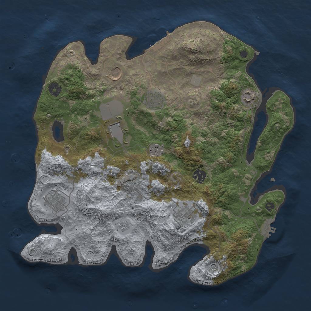 Rust Map: Procedural Map, Size: 3500, Seed: 21534, 15 Monuments