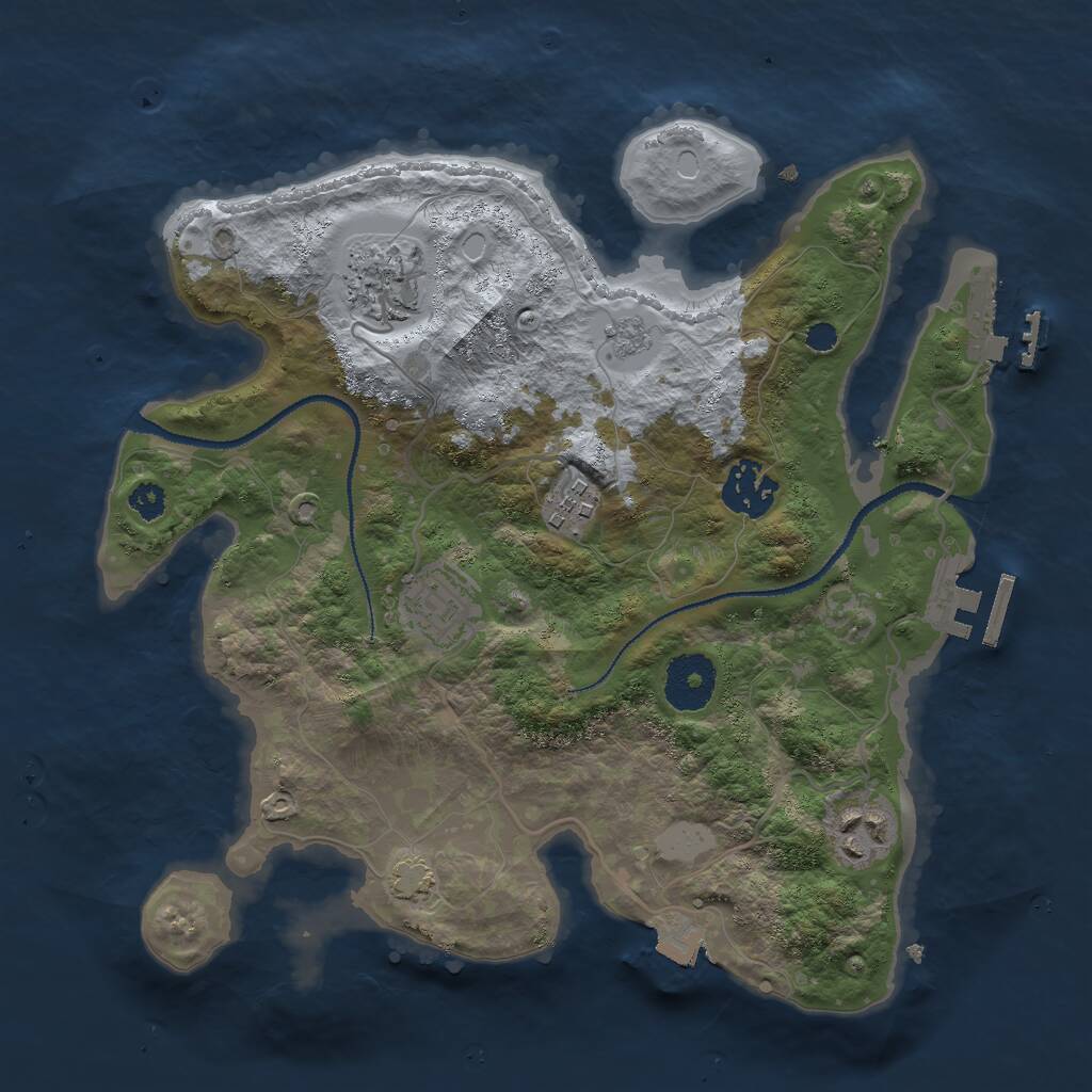 Rust Map: Procedural Map, Size: 3000, Seed: 1220290422, 10 Monuments
