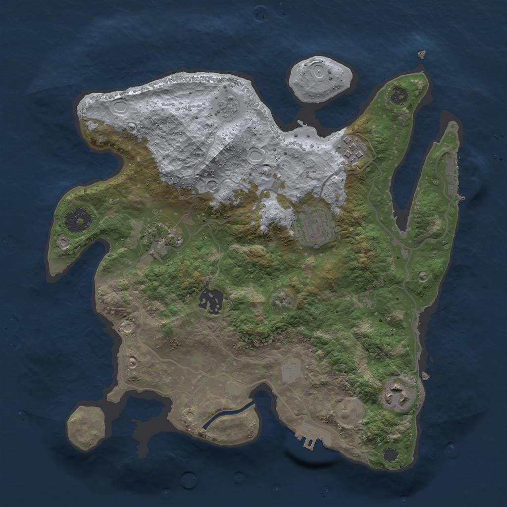 Rust Map: Procedural Map, Size: 3000, Seed: 1220290422, 14 Monuments