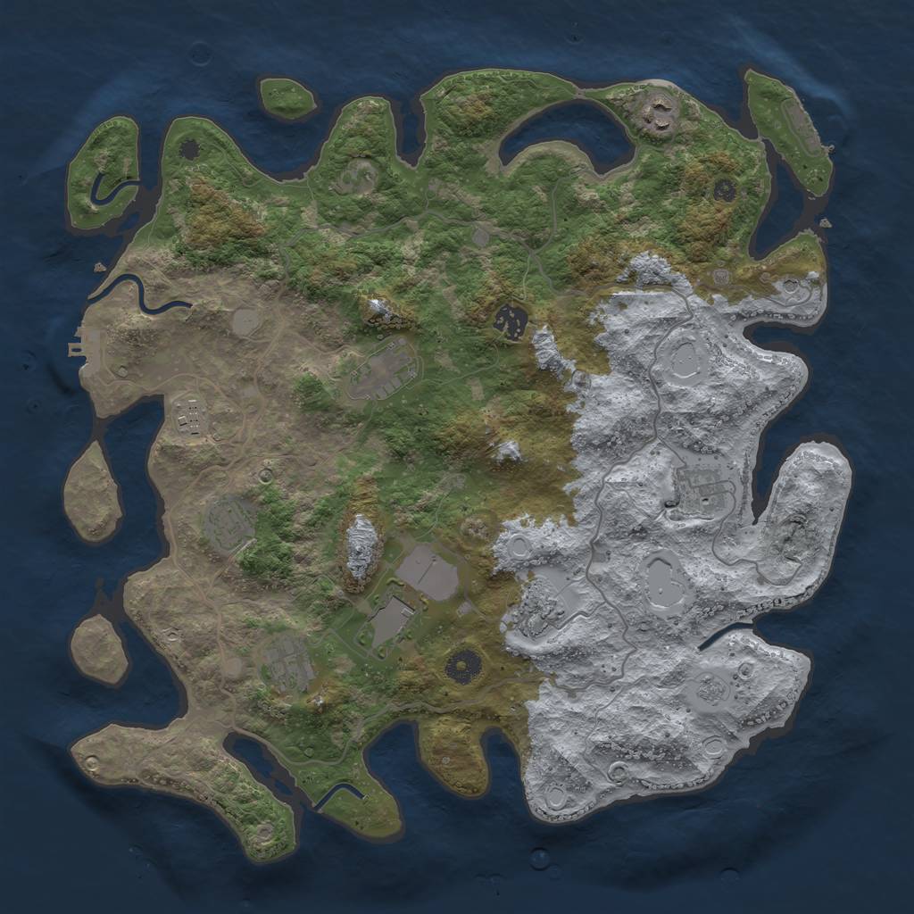 Rust Map: Procedural Map, Size: 4000, Seed: 6236854, 18 Monuments