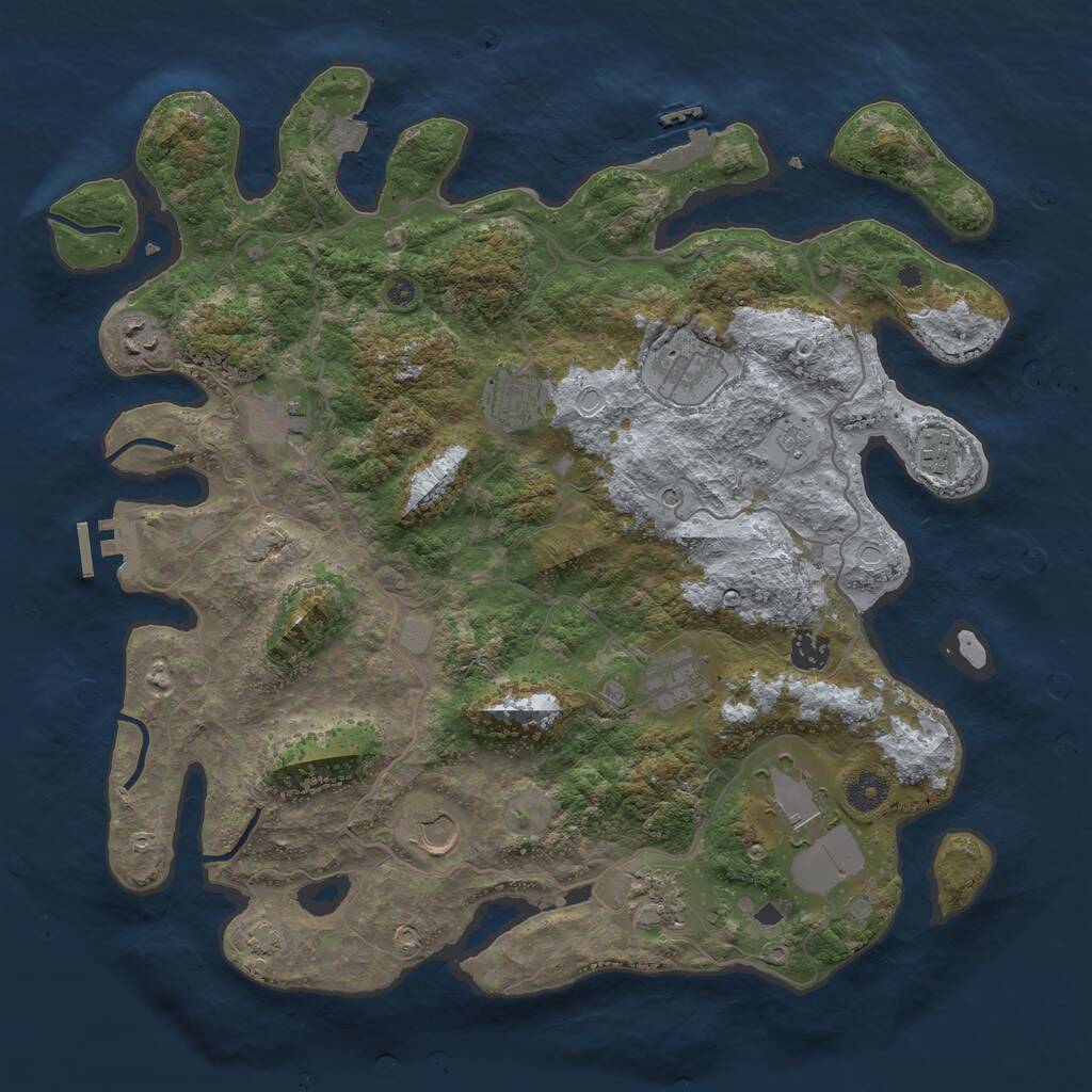 Rust Map: Procedural Map, Size: 4000, Seed: 361079927, 16 Monuments