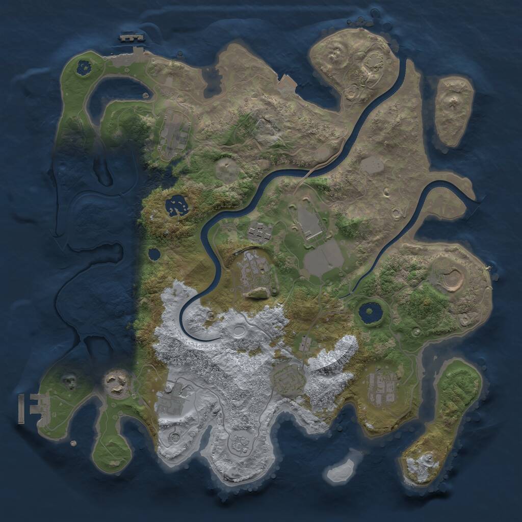 Rust Map: Procedural Map, Size: 3500, Seed: 97212151, 16 Monuments