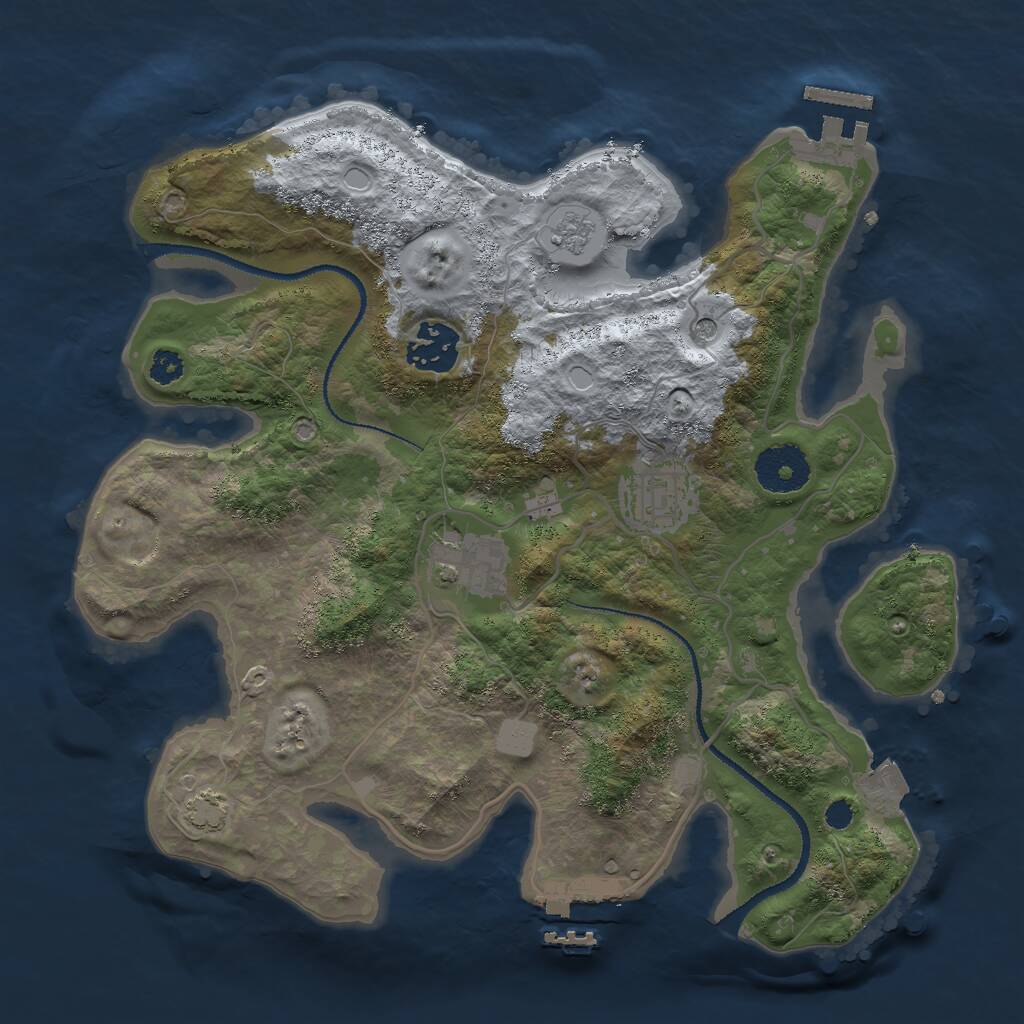 Rust Map: Procedural Map, Size: 3000, Seed: 464787077, 9 Monuments