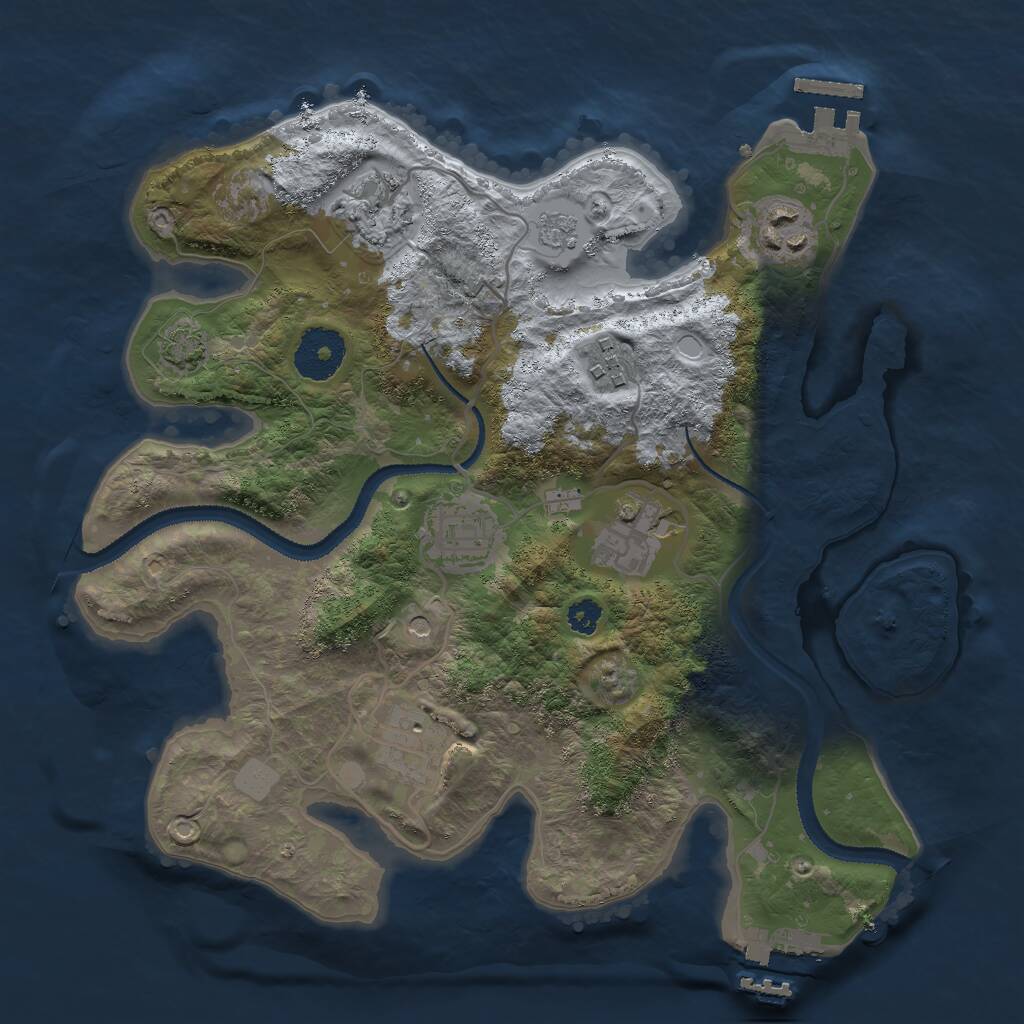 Rust Map: Procedural Map, Size: 3000, Seed: 464787077, 12 Monuments