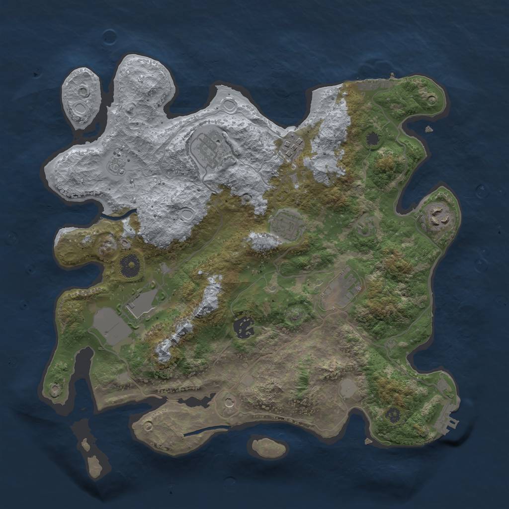 Rust Map: Procedural Map, Size: 3500, Seed: 1741756822, 16 Monuments