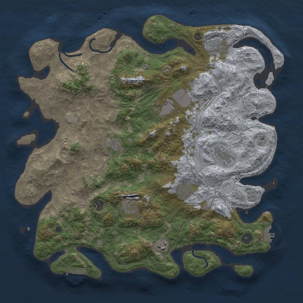 Rust Map: Procedural Map, Size: 4250, Seed: 875517, 18 Monuments
