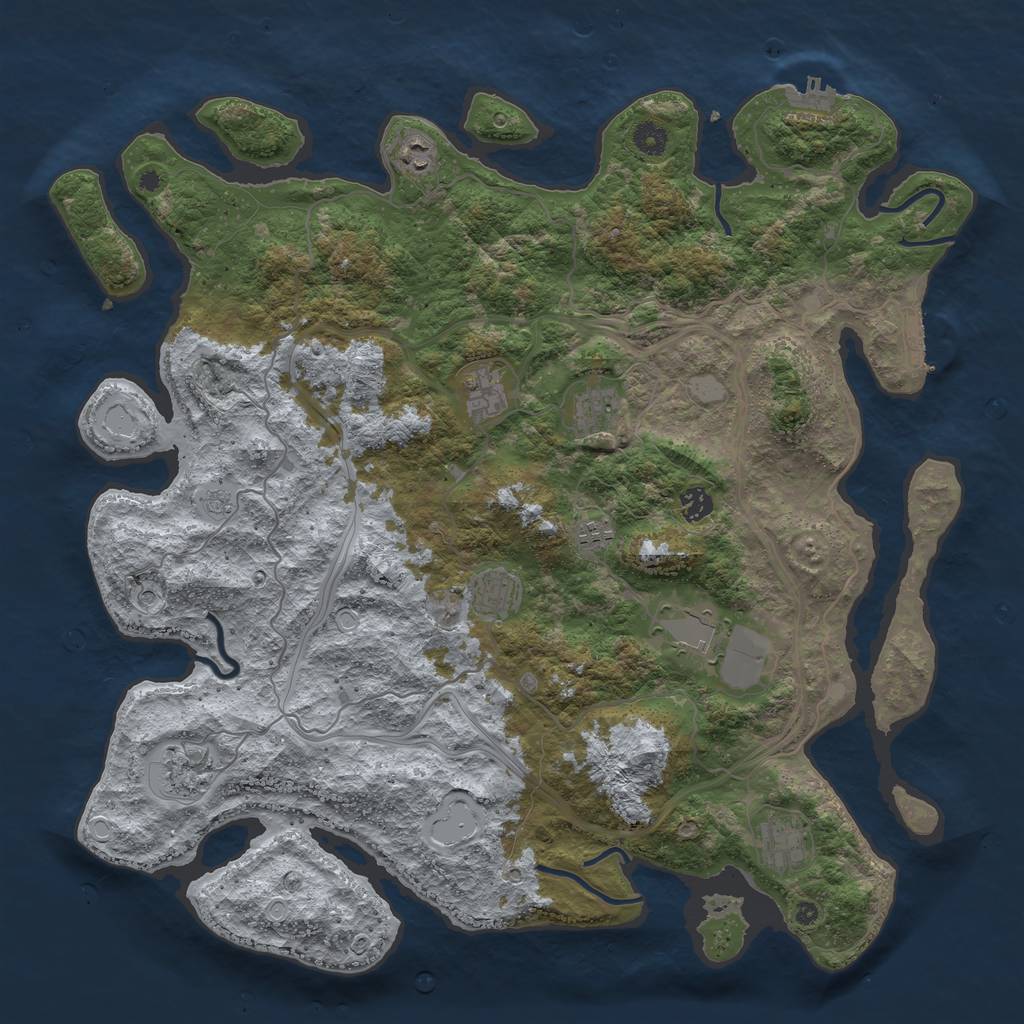 Rust Map: Procedural Map, Size: 4500, Seed: 1593, 18 Monuments
