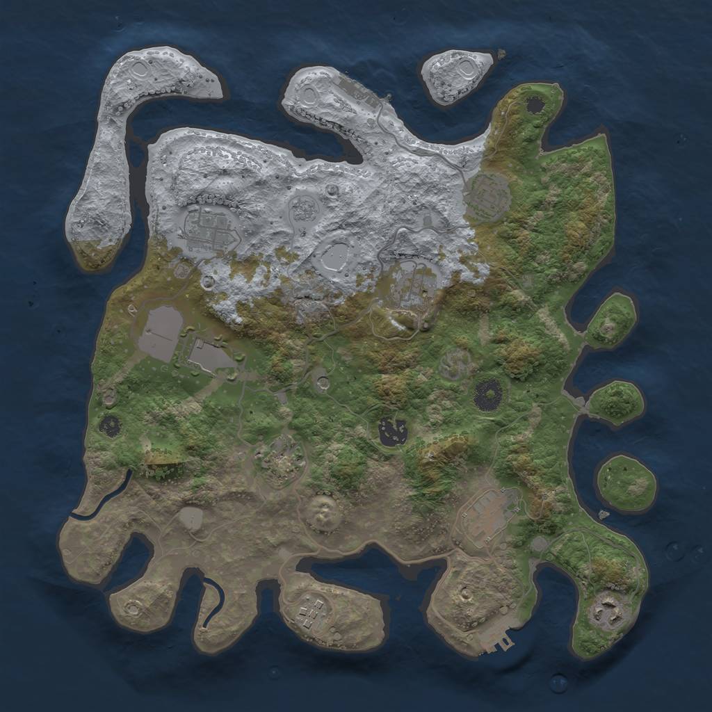 Rust Map: Procedural Map, Size: 3500, Seed: 1457454822, 18 Monuments