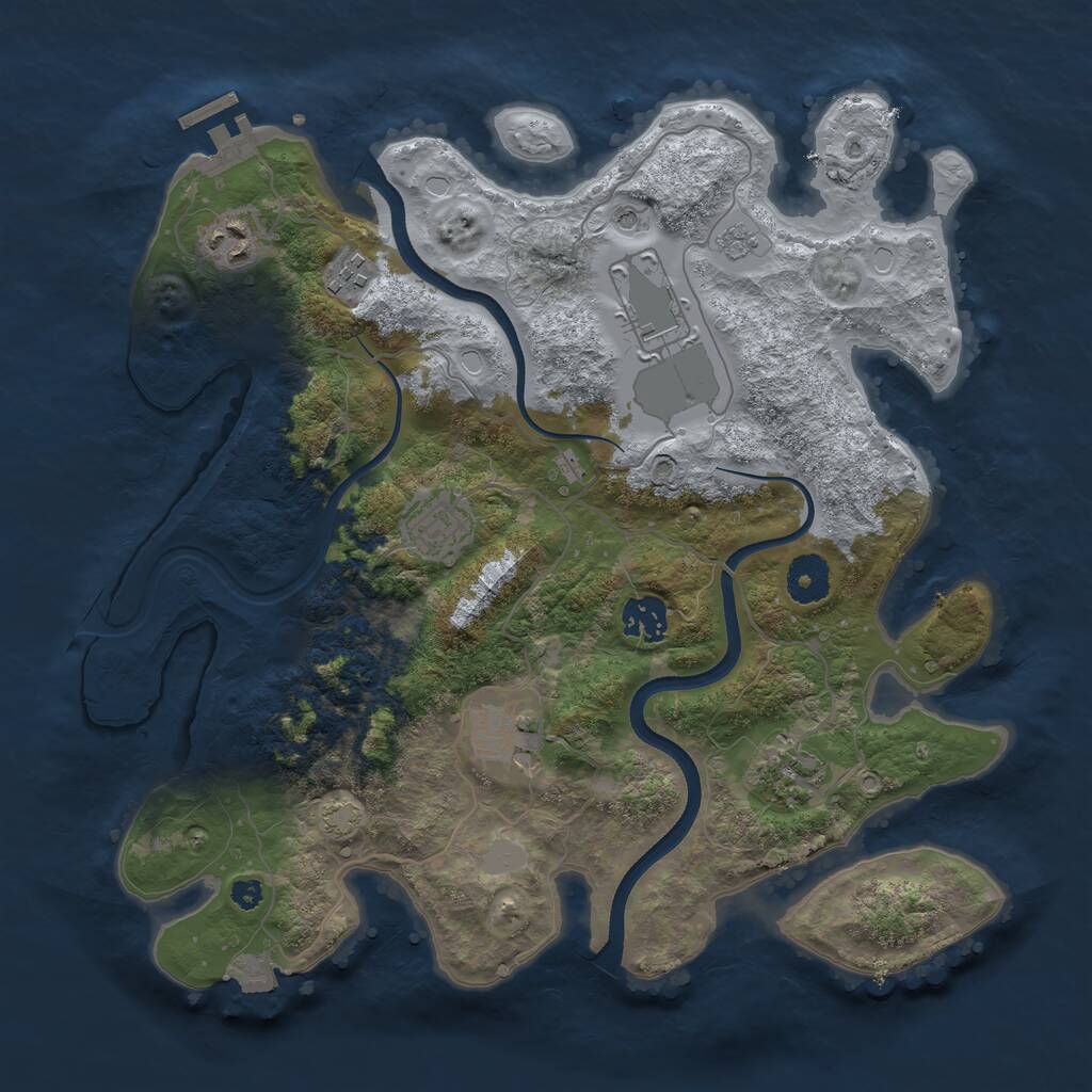 Rust Map: Procedural Map, Size: 3500, Seed: 29761, 12 Monuments