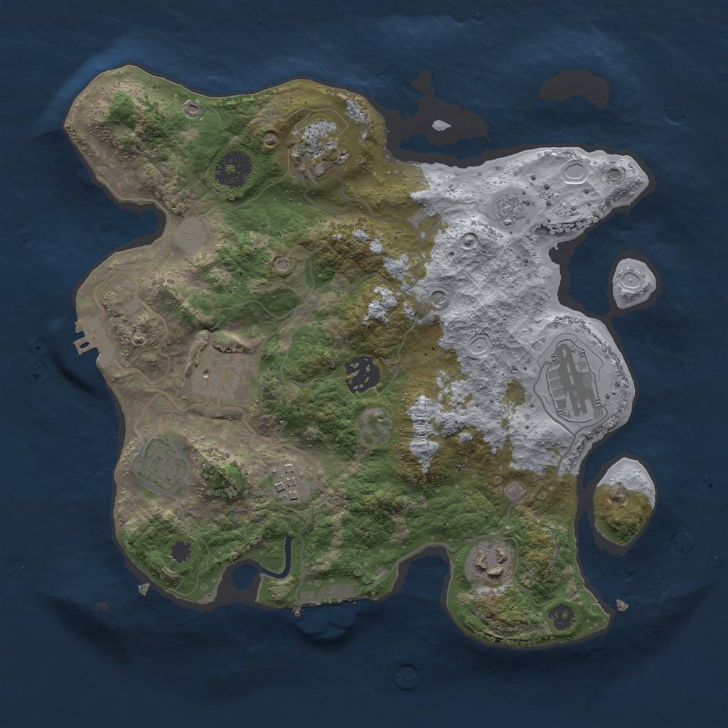 Rust Map: Procedural Map, Size: 3000, Seed: 779636927, 16 Monuments