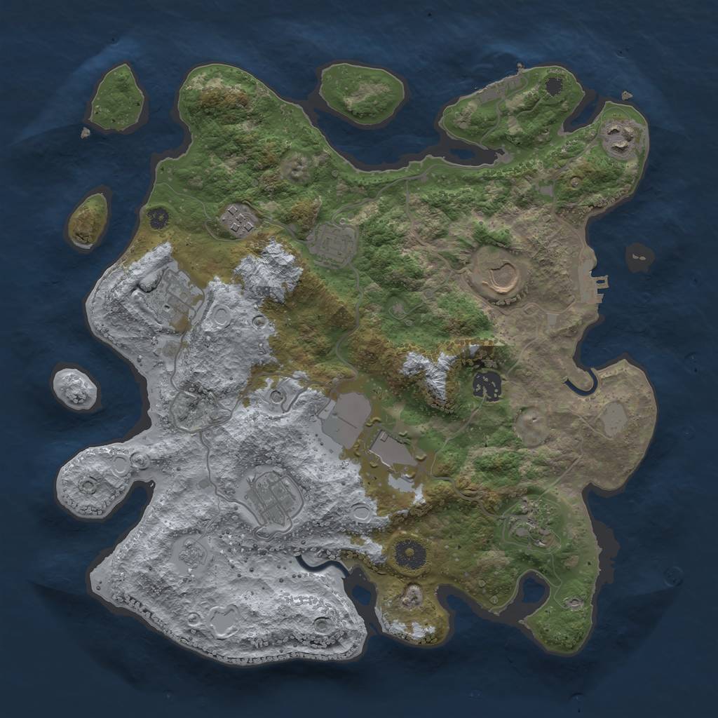 Rust Map: Procedural Map, Size: 3500, Seed: 44403135, 18 Monuments