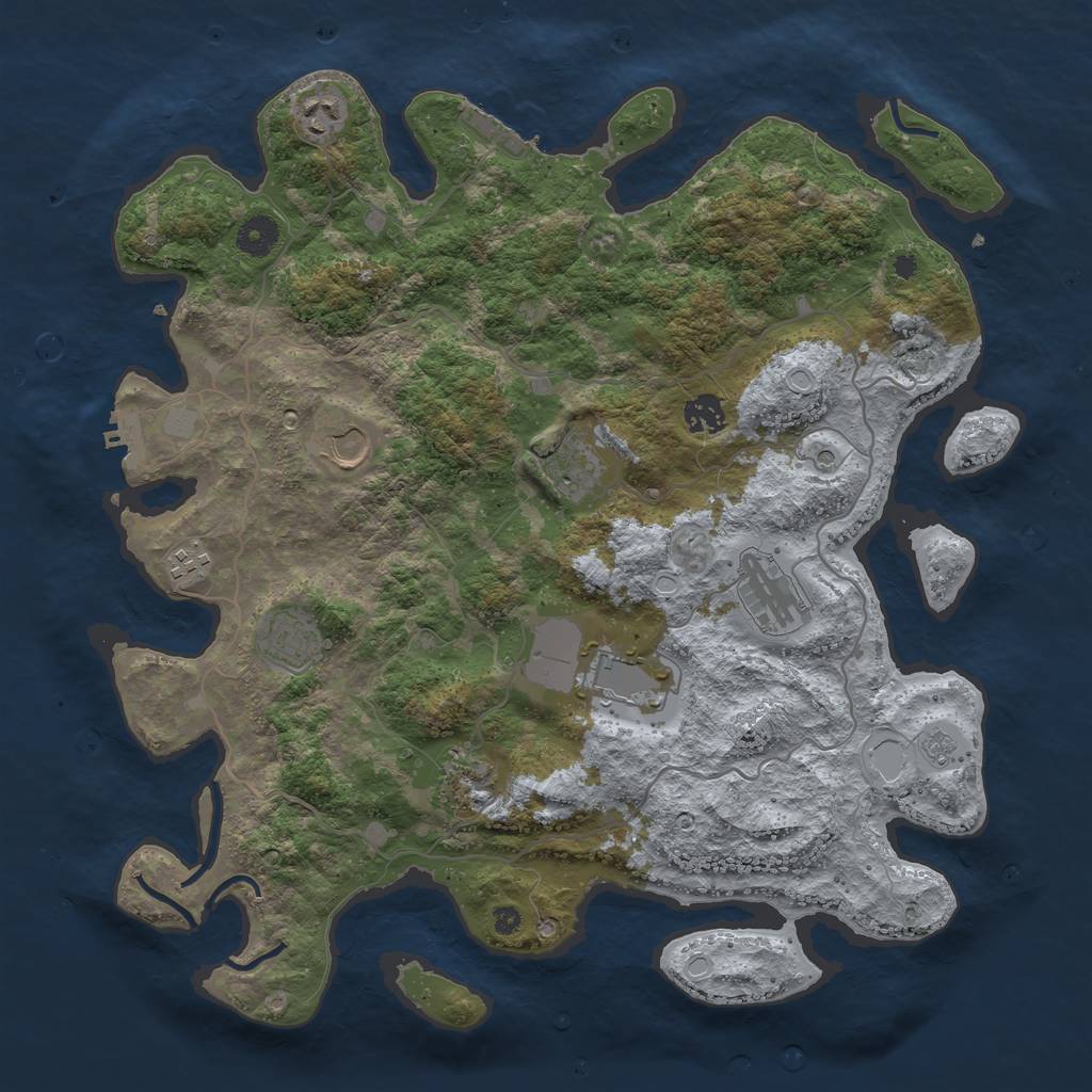 Rust Map: Procedural Map, Size: 4000, Seed: 1513767427, 18 Monuments