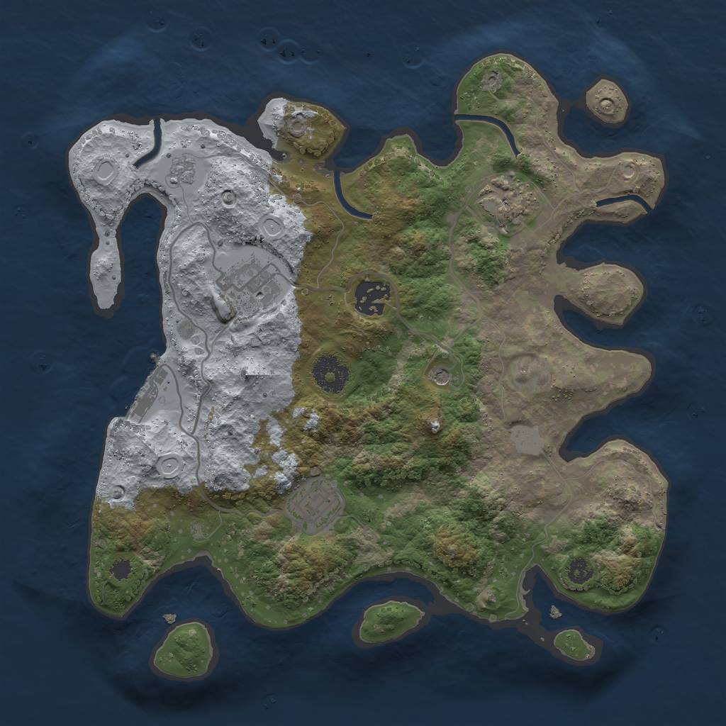 Rust Map: Procedural Map, Size: 3000, Seed: 1869081042, 12 Monuments