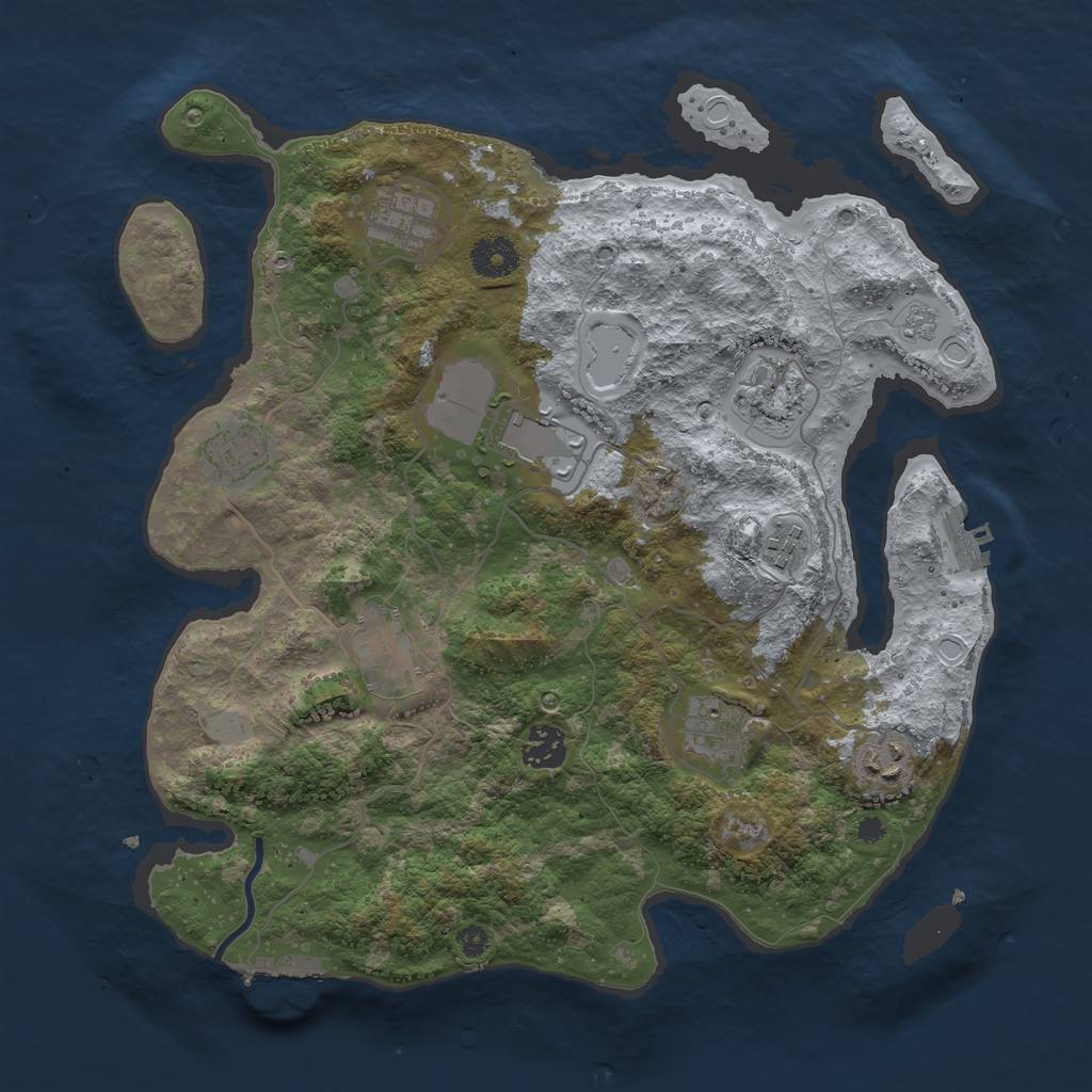 Rust Map: Procedural Map, Size: 3600, Seed: 92472171, 17 Monuments