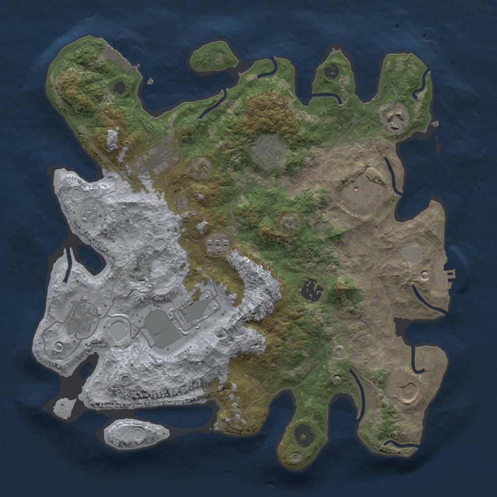 Rust Map: Procedural Map, Size: 3500, Seed: 9198195, 17 Monuments