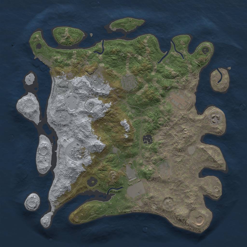 Rust Map: Procedural Map, Size: 3700, Seed: 1442145710, 17 Monuments