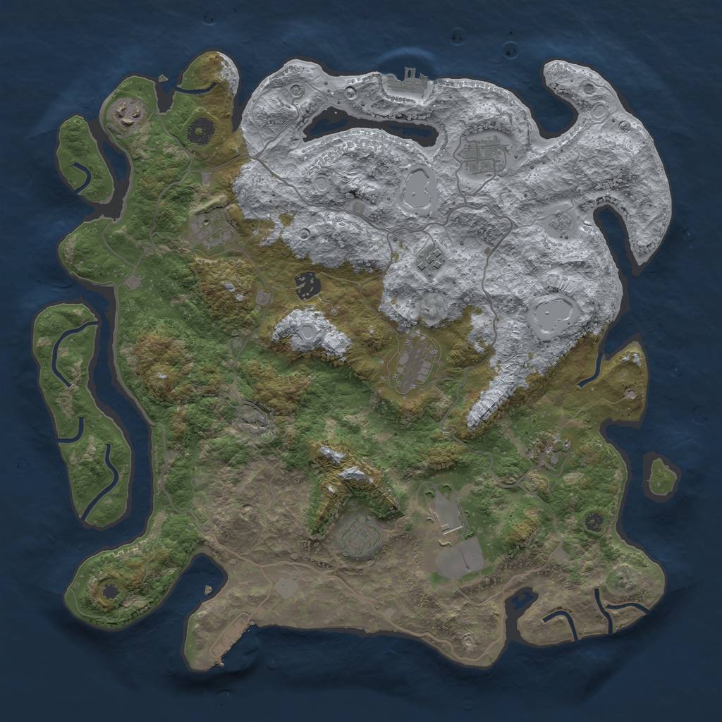 Rust Map: Procedural Map, Size: 4000, Seed: 175272341, 18 Monuments