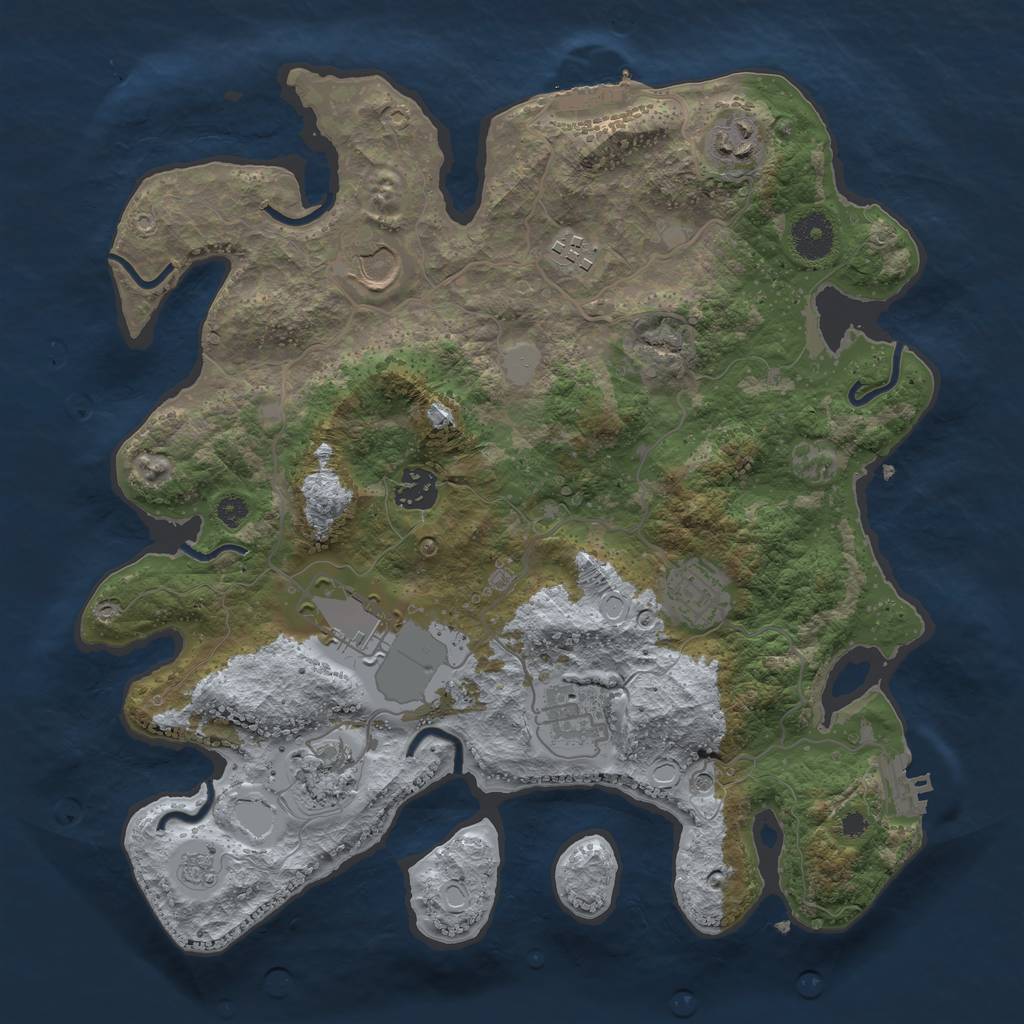 Rust Map: Procedural Map, Size: 3500, Seed: 68630498, 17 Monuments