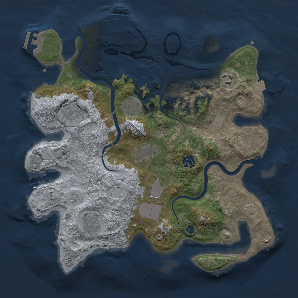 Rust Map: Procedural Map, Size: 3500, Seed: 106994621, 14 Monuments