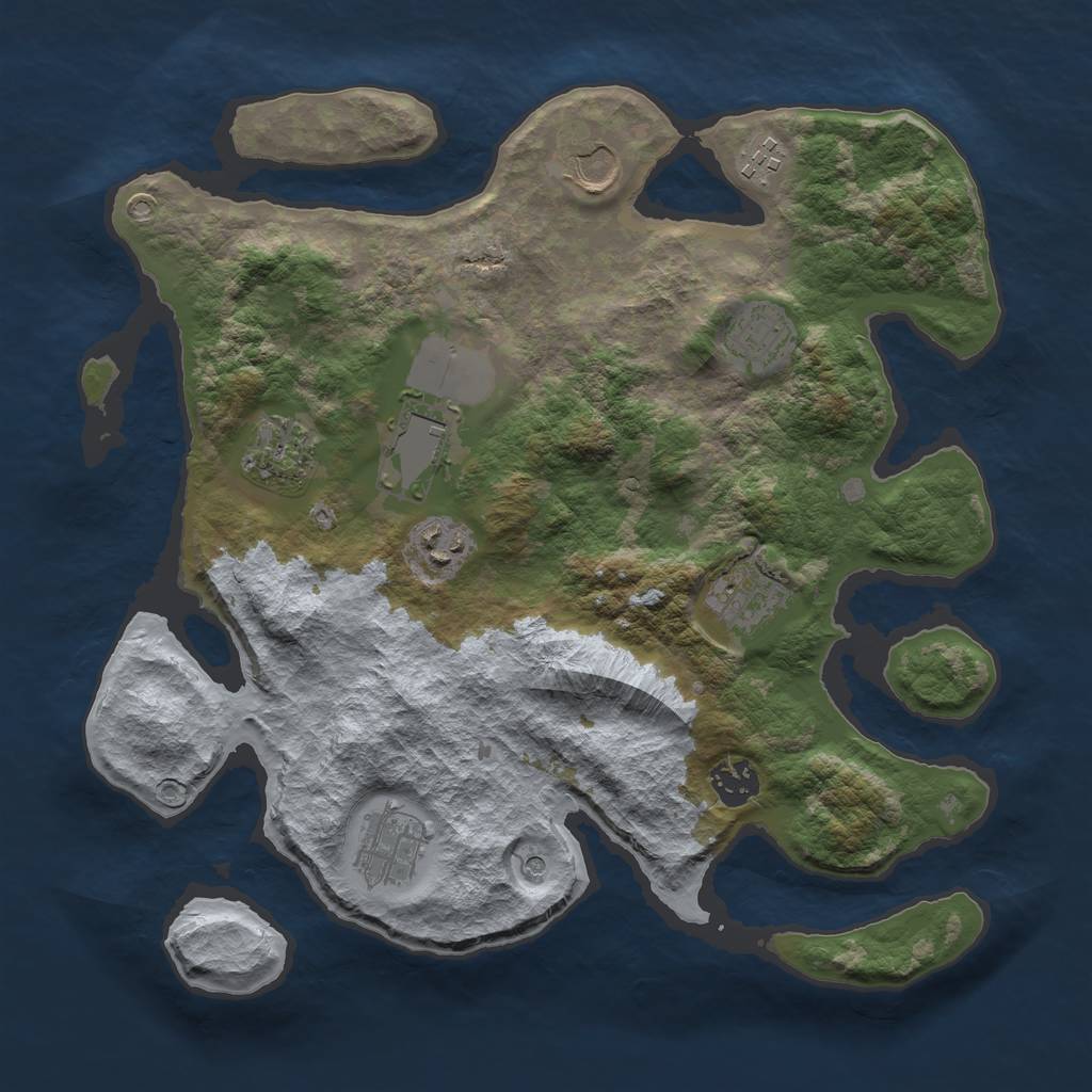 Rust Map: Barren, Size: 3500, Seed: 3372345, 12 Monuments
