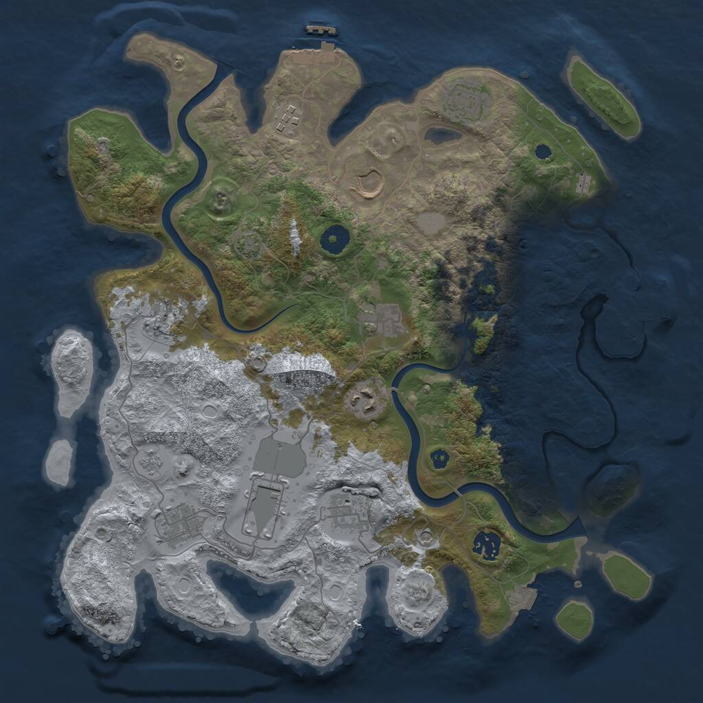 Rust Map: Procedural Map, Size: 3700, Seed: 1410260014, 16 Monuments
