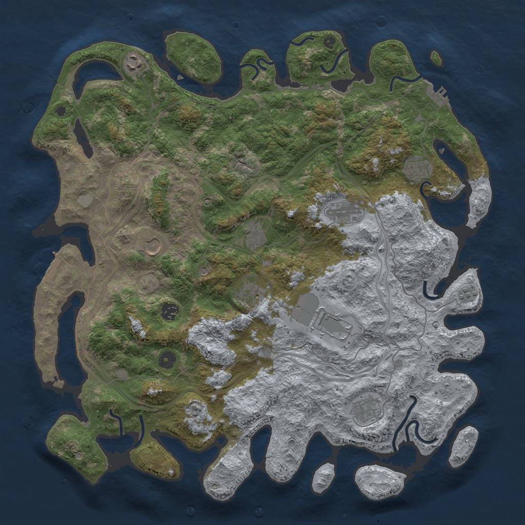 Rust Map: Procedural Map, Size: 4500, Seed: 274396261, 19 Monuments