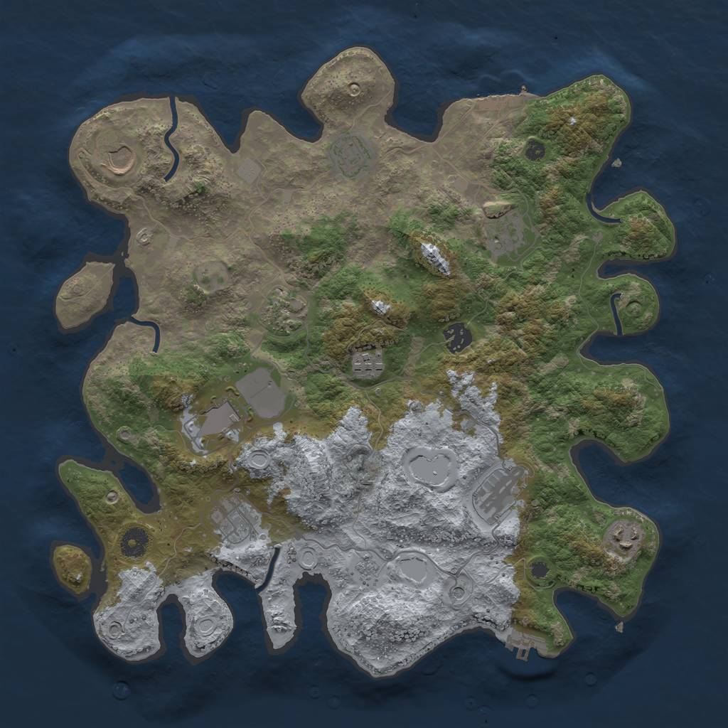 Rust Map: Procedural Map, Size: 3800, Seed: 336694, 19 Monuments