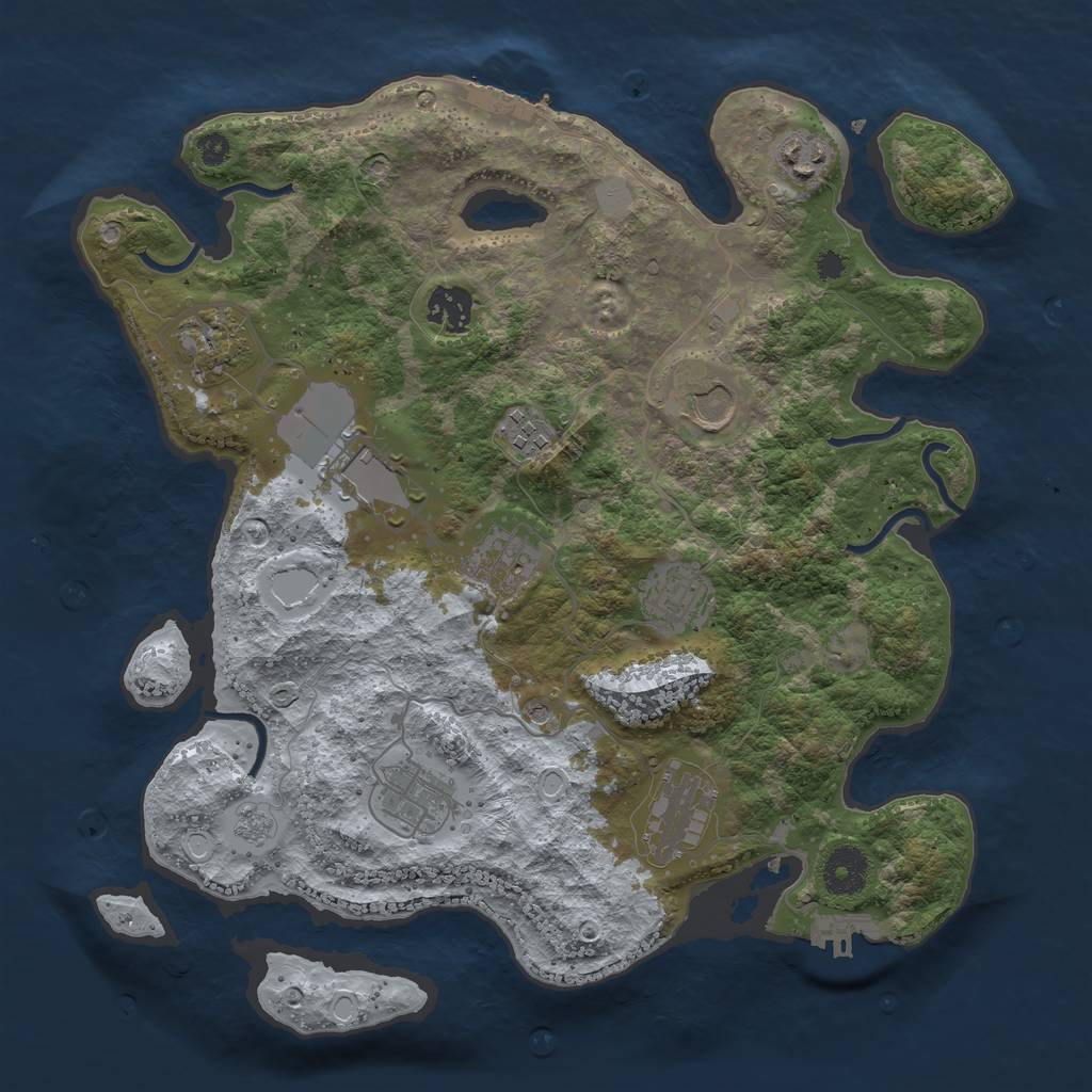 Rust Map: Procedural Map, Size: 3500, Seed: 374536667, 19 Monuments