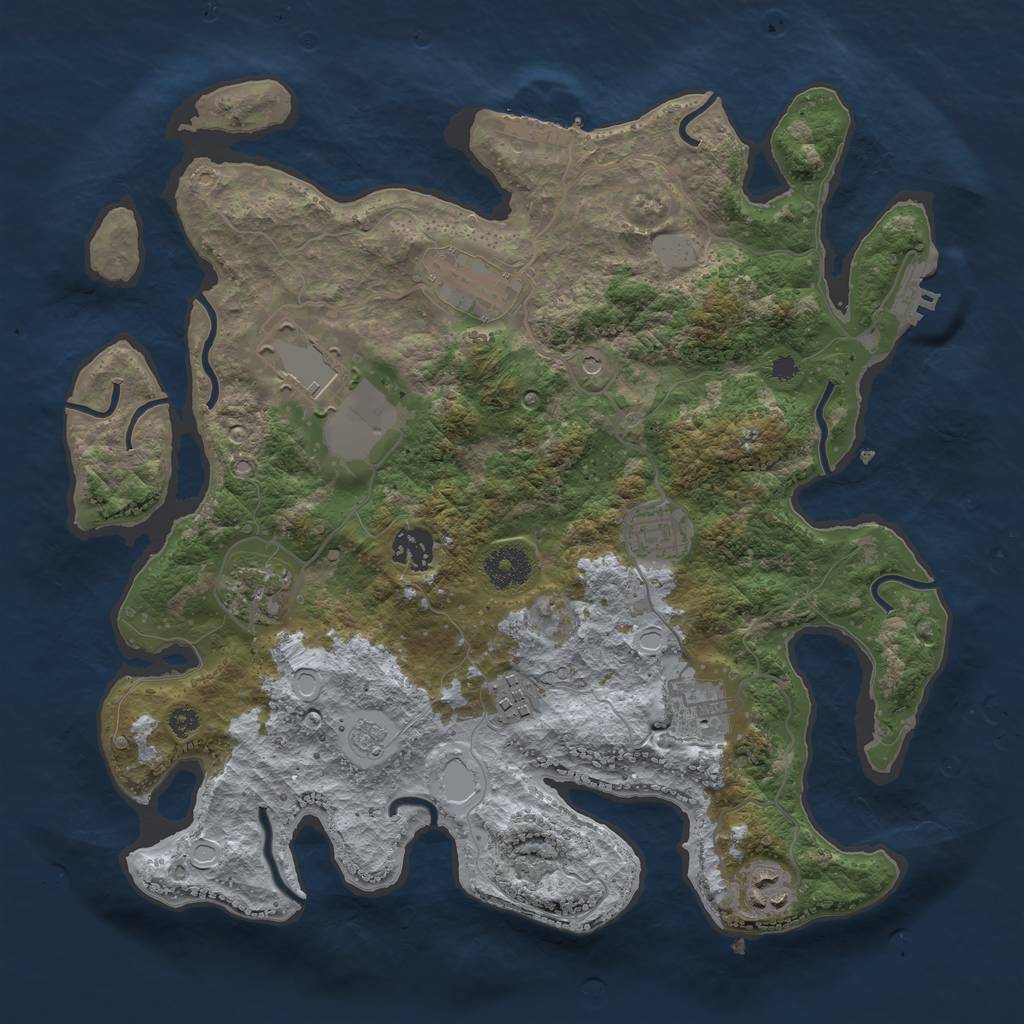 Rust Map: Procedural Map, Size: 3500, Seed: 491642204, 17 Monuments