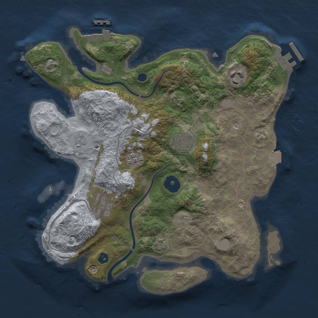 Rust Map: Procedural Map, Size: 3000, Seed: 126171, 10 Monuments