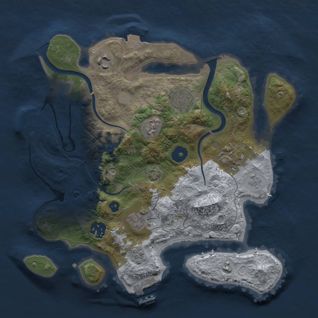 Rust Map: Procedural Map, Size: 3000, Seed: 5221966, 12 Monuments