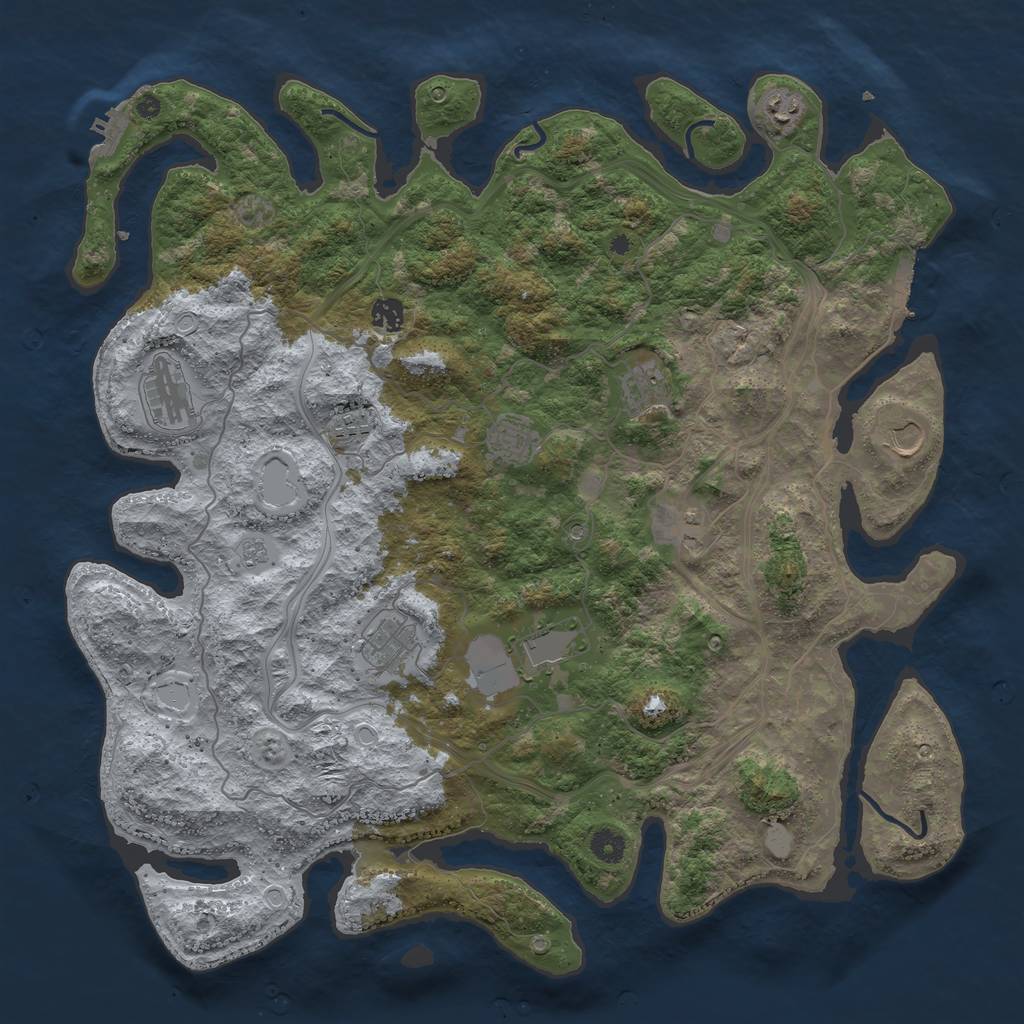 Rust Map: Procedural Map, Size: 4500, Seed: 1872038003, 19 Monuments